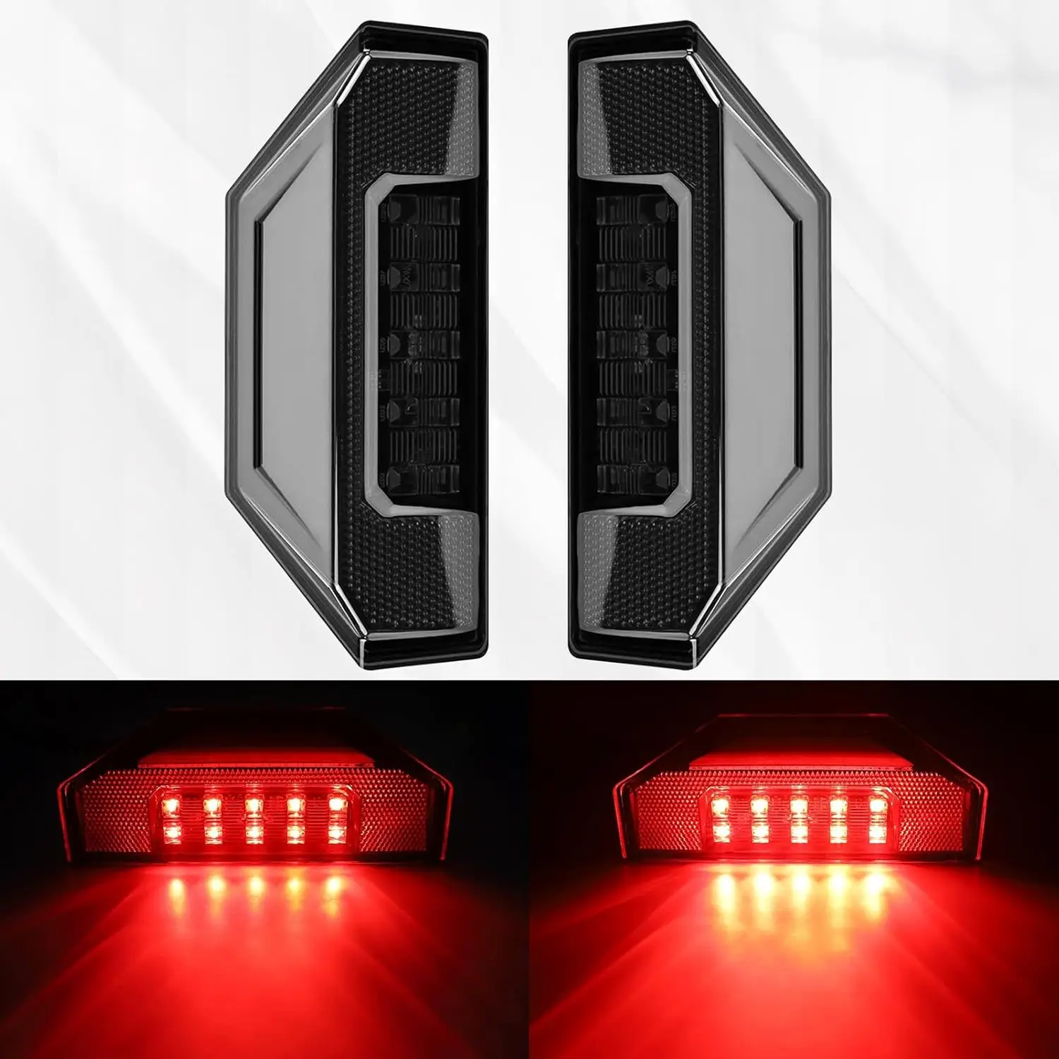Luces traseras LED UTV para Polaris Ranger 570-1000 2014-2024, luz de freno roja, lente negra ahumada (paquete de 2)