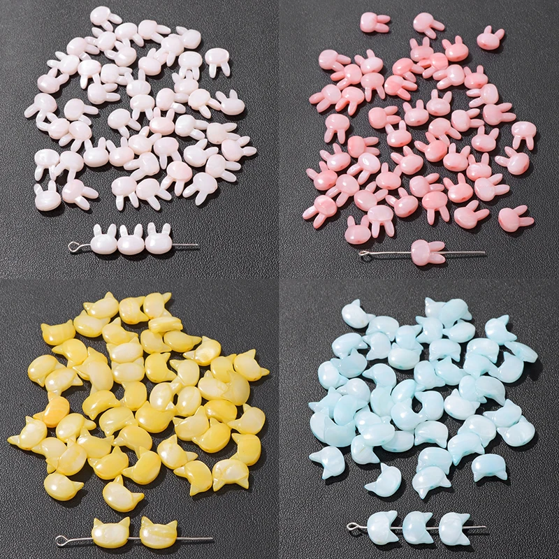 Cute Rabbit Shell Beads Cat Charms Colorful Natural Mother of Pearl Shell Loose Beads For Jewelry Making DIY Necklace Bracelet