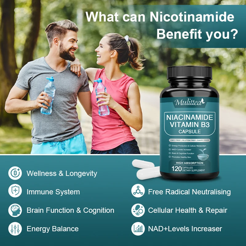 Mulittea Niacinamide 500mg - Niacinamide Niacin Natural No-Rinse Vitamin Formula - Supports Skin Cell Health Skin Whitening