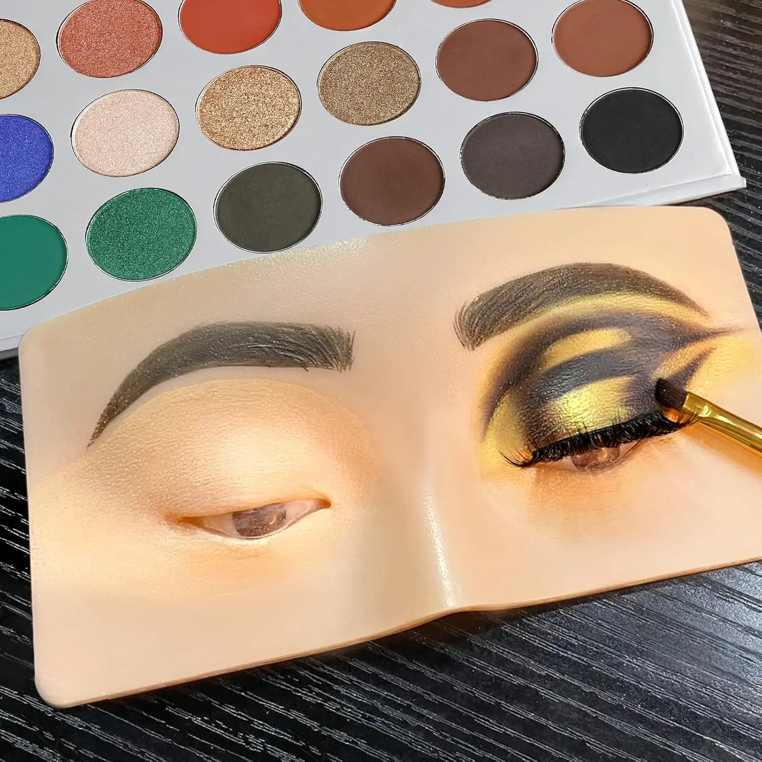 Weizensilikon-Make-up-Übungsbrett mit Perlenaufklebern und Pinseln – geeignet für Make-up-Künstler und Anfänger
