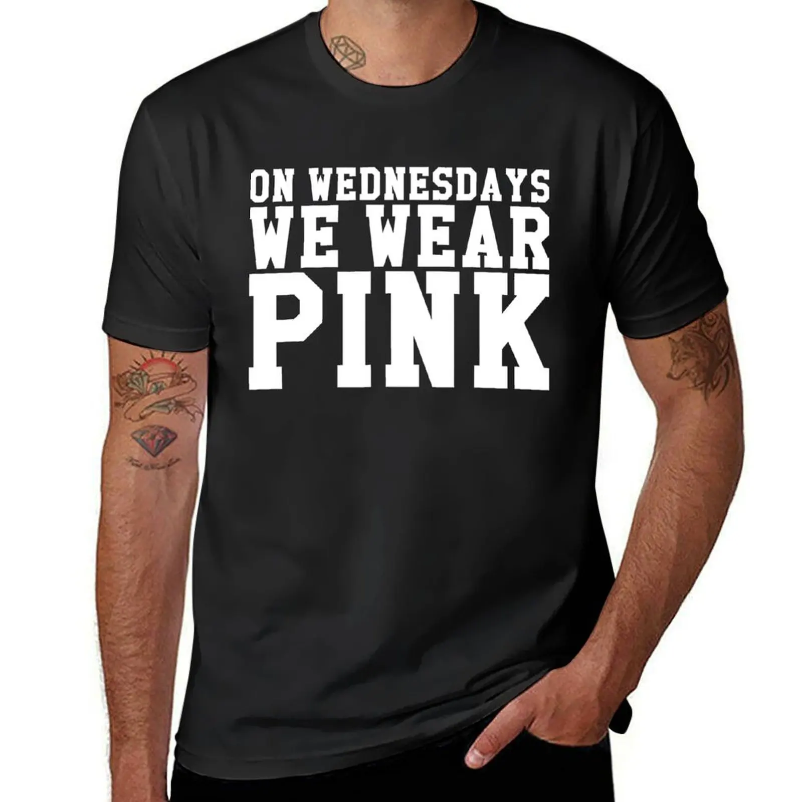 

On Wednesdays We Wear PINK Tee Shirt T-Shirt anime animal prinfor boys korean fashion workout shirts for men