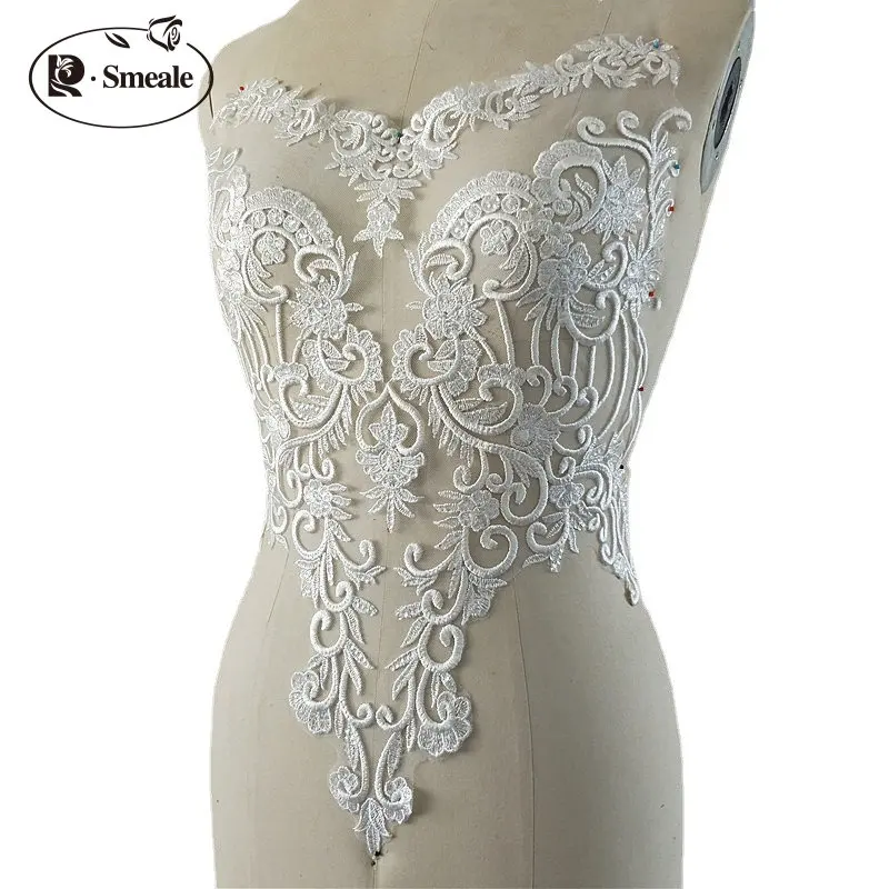 1Piece/Lot Ivory Sequin Wedding Patch Lace Lace Flower Hollow Sexy DIY Accessories RS2485