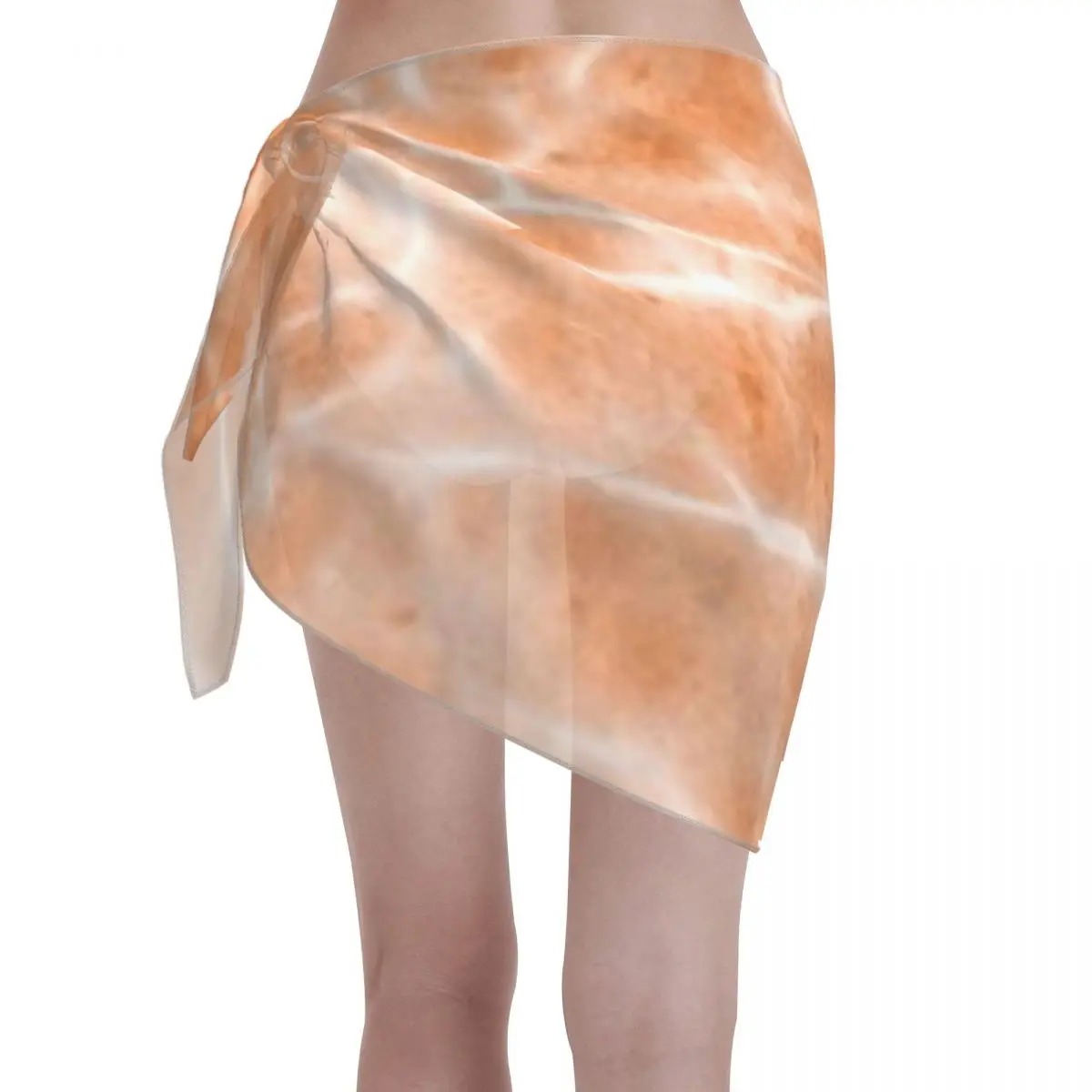 Promotion Orange Waves Pattern Ocean Burnt Summer Vacation Women's Beach Wrap SkirtRooftop Pool Party Resort Wear