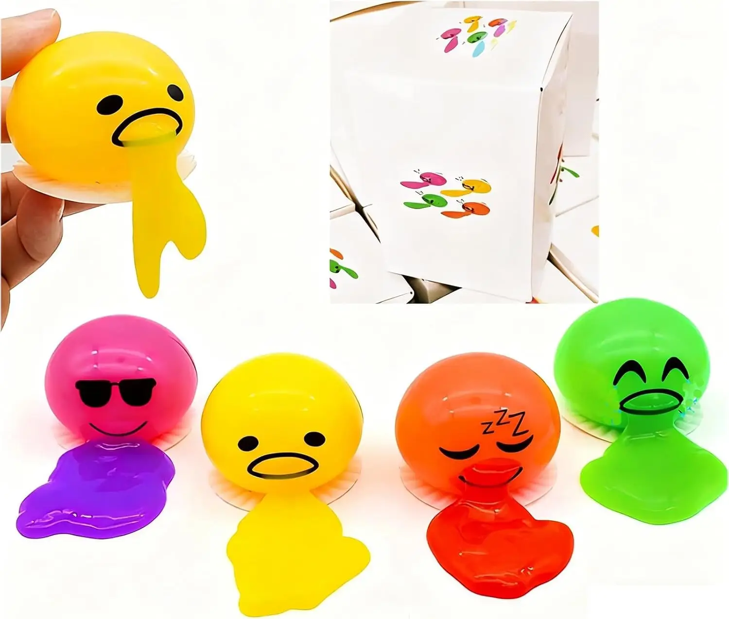 

Funny Prank Squeeze Stress Ball with Vomiting Egg Slime, Novelty Fidget Relief Toy for Gag Gifts and Parties