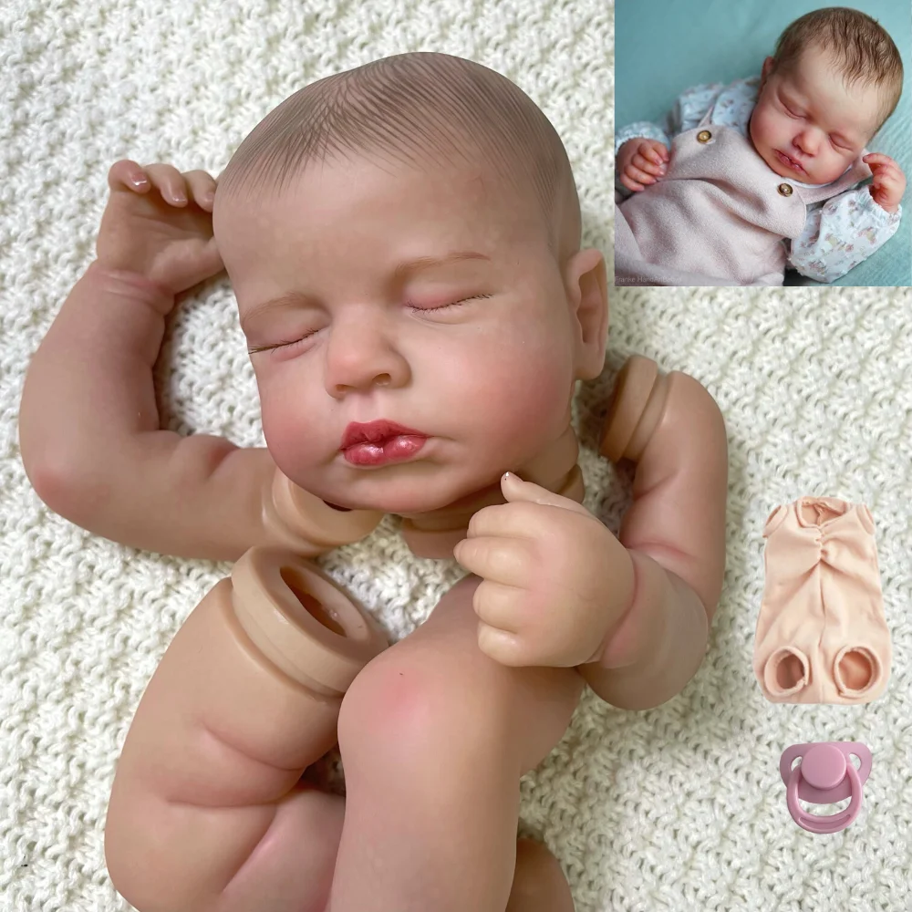 20-calowa już pomalowana Reborn Baby Doll LouLou 3D Skóra z ukorzenionymi rzęsami i korpusem z tkaniny DIY Niezmontowane części lalki