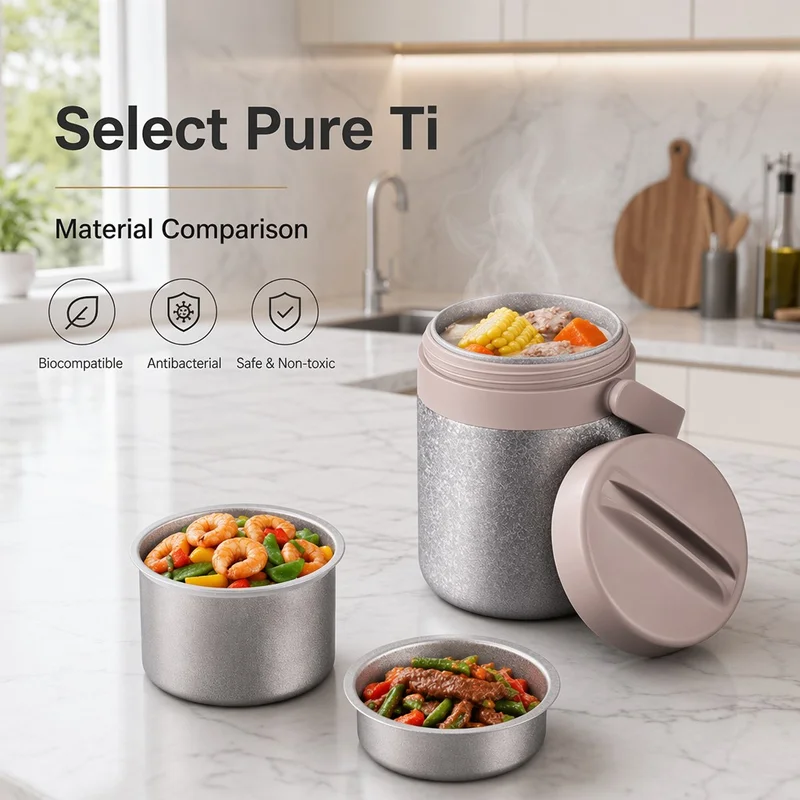 Factory Wholesale Pure Titanium Lunch Box Food Storage Container Food Preservation Box Lightweight for Camping Hiking Use