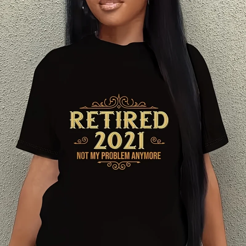 Retired 2021, Retirement Gifts for Men Women, Funny Women's Plus Size T-Shirt 100% Cotton 220g