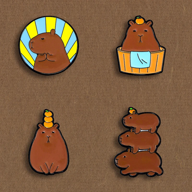 Lovely Cartoon Capybara Badges Brooch Cute Animal Enamel Corsage Pins For Girls Clothing Backpack Decor Accessories