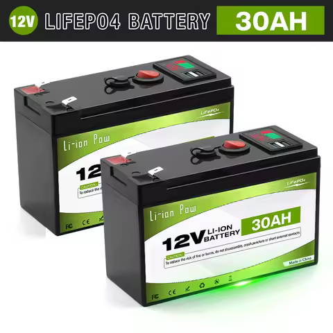 12V 30Ah Lithium LiFePO4 Deep Cycle Battery for Solar,Fish Finder, Power Wheels, Lighting, Off-Grid Applications Built-in BMS