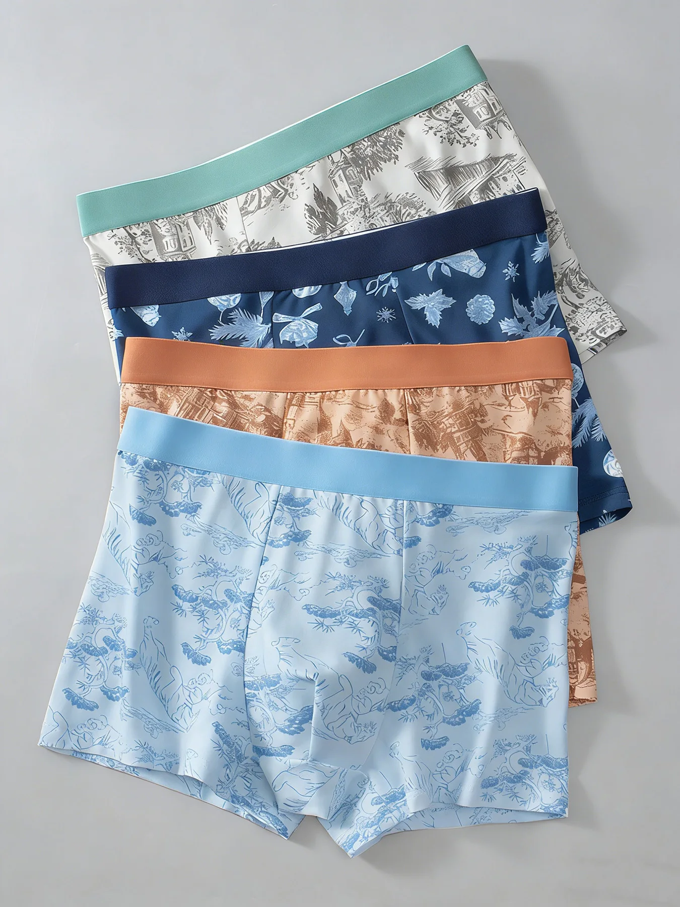 

Мужское нижнее белье из хлопка с принтом, 4 предмета, мягкий и удобный комплект, модные и стильные мужские трусы.