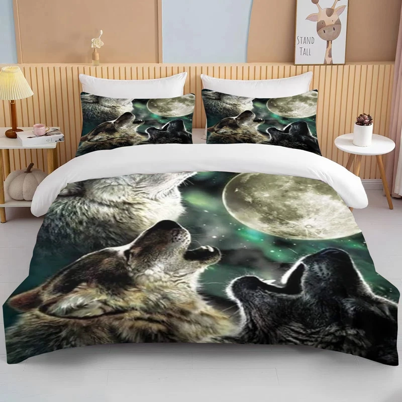 10 Sizes Exquisite Wolf Pattern King Size Double Bed Children's Bedding Microfiber Or Polyester Duvet Cover 3 Piece Set 4