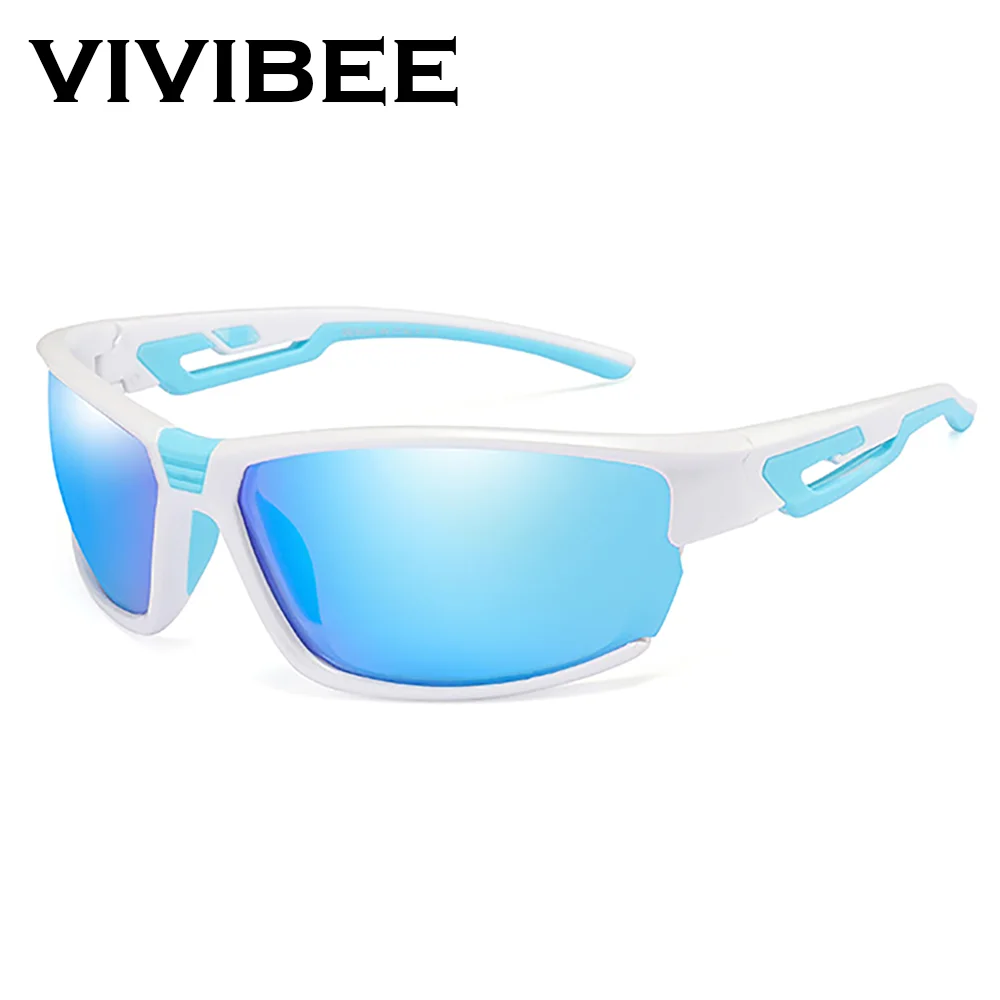 

VIVIBEE White Frame Sports Sunglasses Polarized Men Outdoor Goggles Women Driving Night Vision 2025 UV400 Mirror Sun Glasses