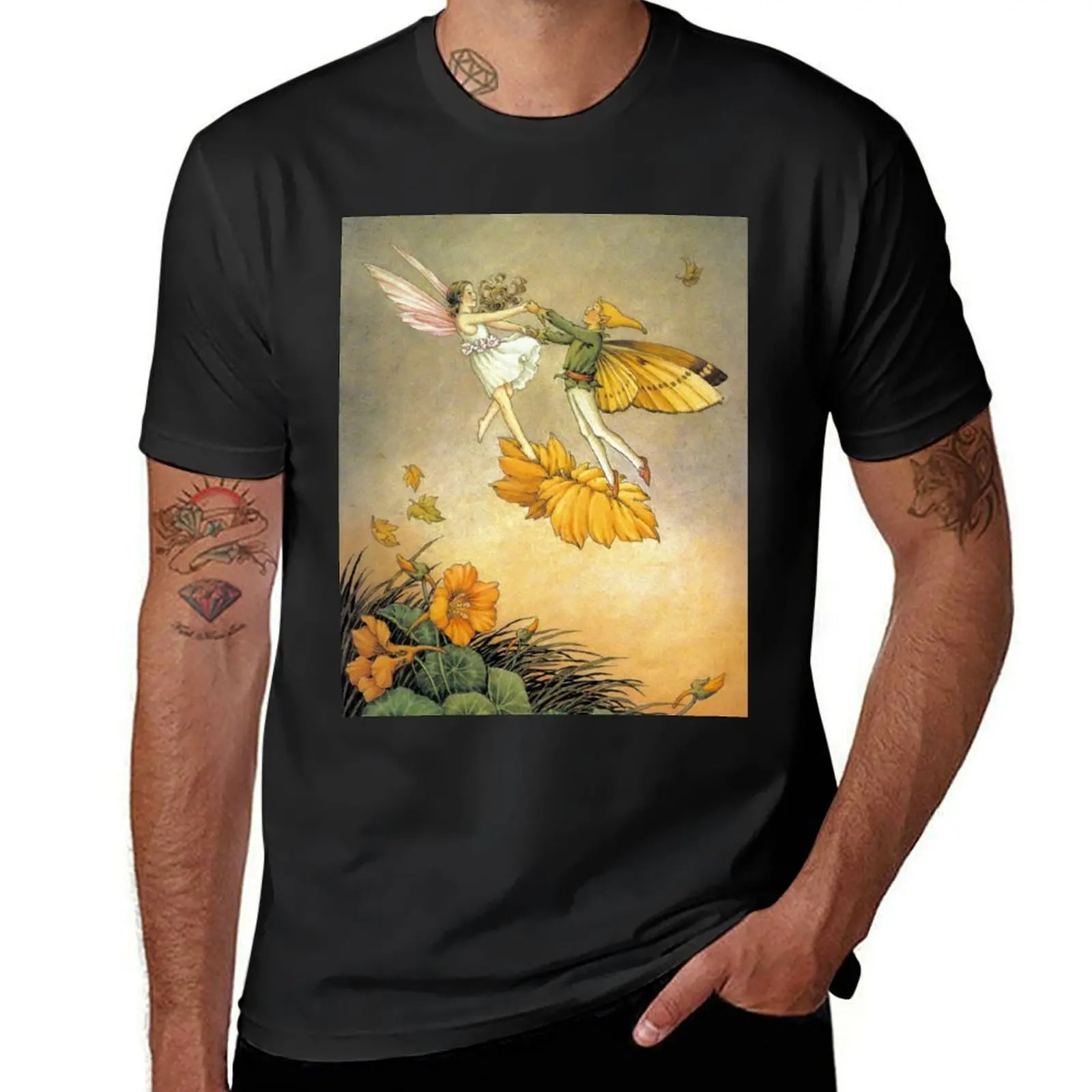 Fairies Dancing in the Nasturtiums - Ida Rentoul Outhwaite T-Shirt Aesthetic clothing kawaii clothes mens champion t shirts