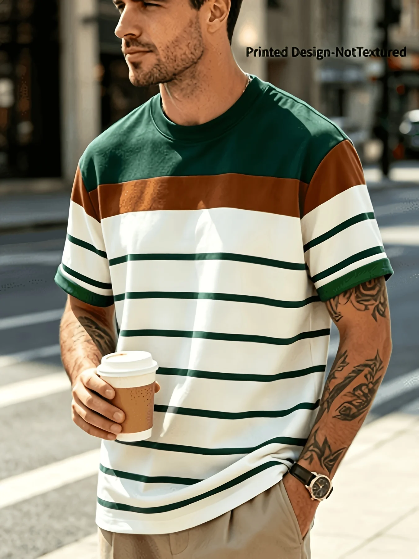 Men Mesh Sports T‑Shirt Color Block Stripe Short Sleeve O‑Neck Loose Casual Daily Wear Summer Breathable Top
