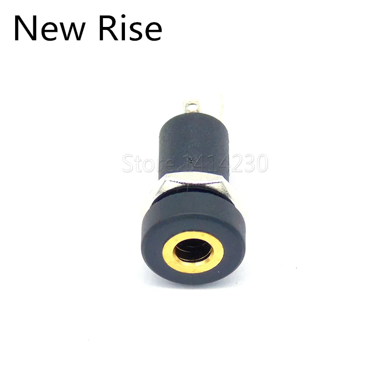 10Pcs 3.5mm Mono Jack Socket Audio 2 Pole Black Panel Mount Gold Plated With Nuts Headphone Socket