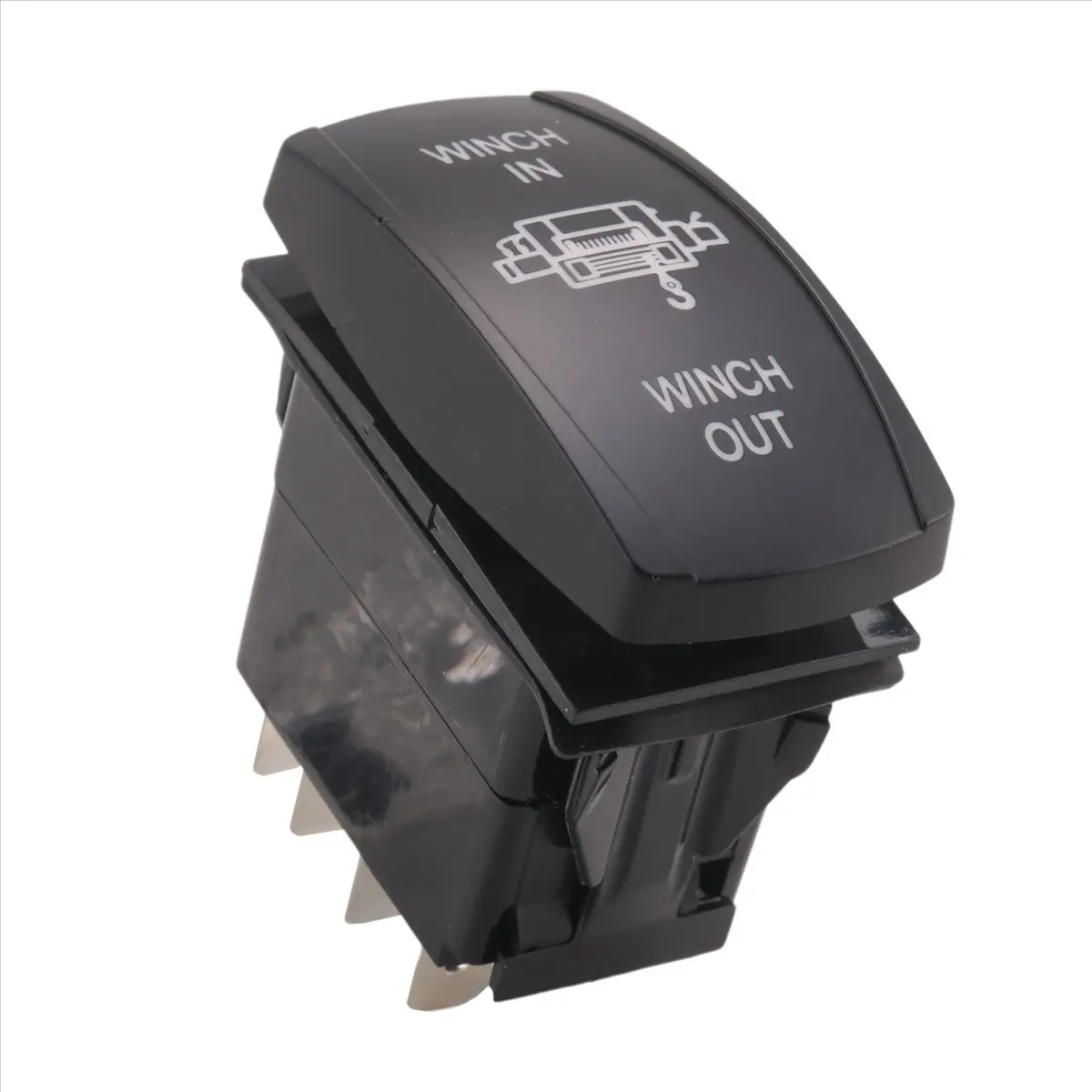 Super Sale 7Pin Laser Momentary Rocker Switch Winch In Winch Out 12V ON-OFF-ON LED Light blue