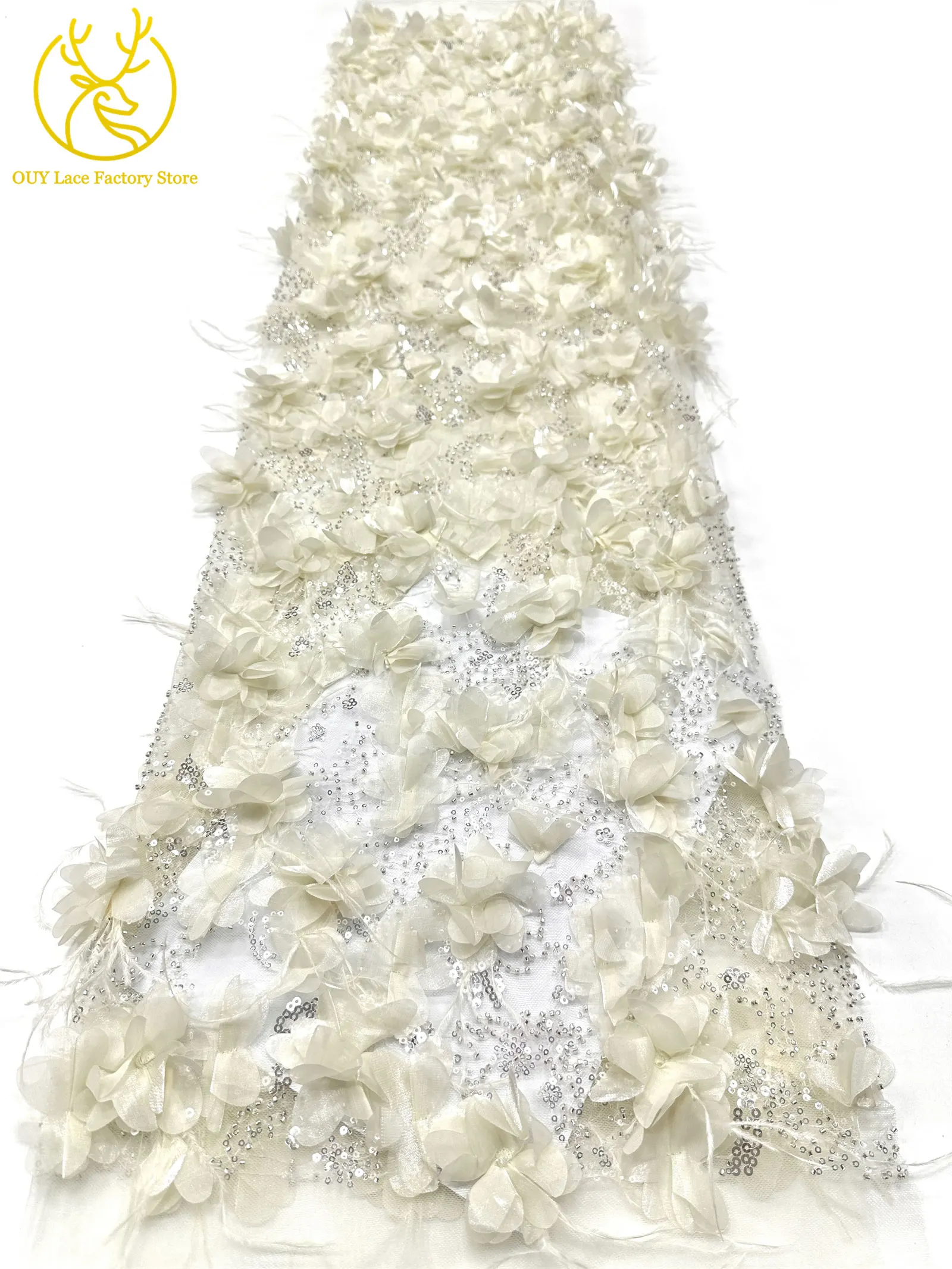 Exquisite 3D-Applikation Französische Pailletten Tüllspitze 2026 Hochwertige Perlenbesetzte Afrikanische Spitze Rotes Nigerianisches Hochzeits-Abendkleid – Detail 17