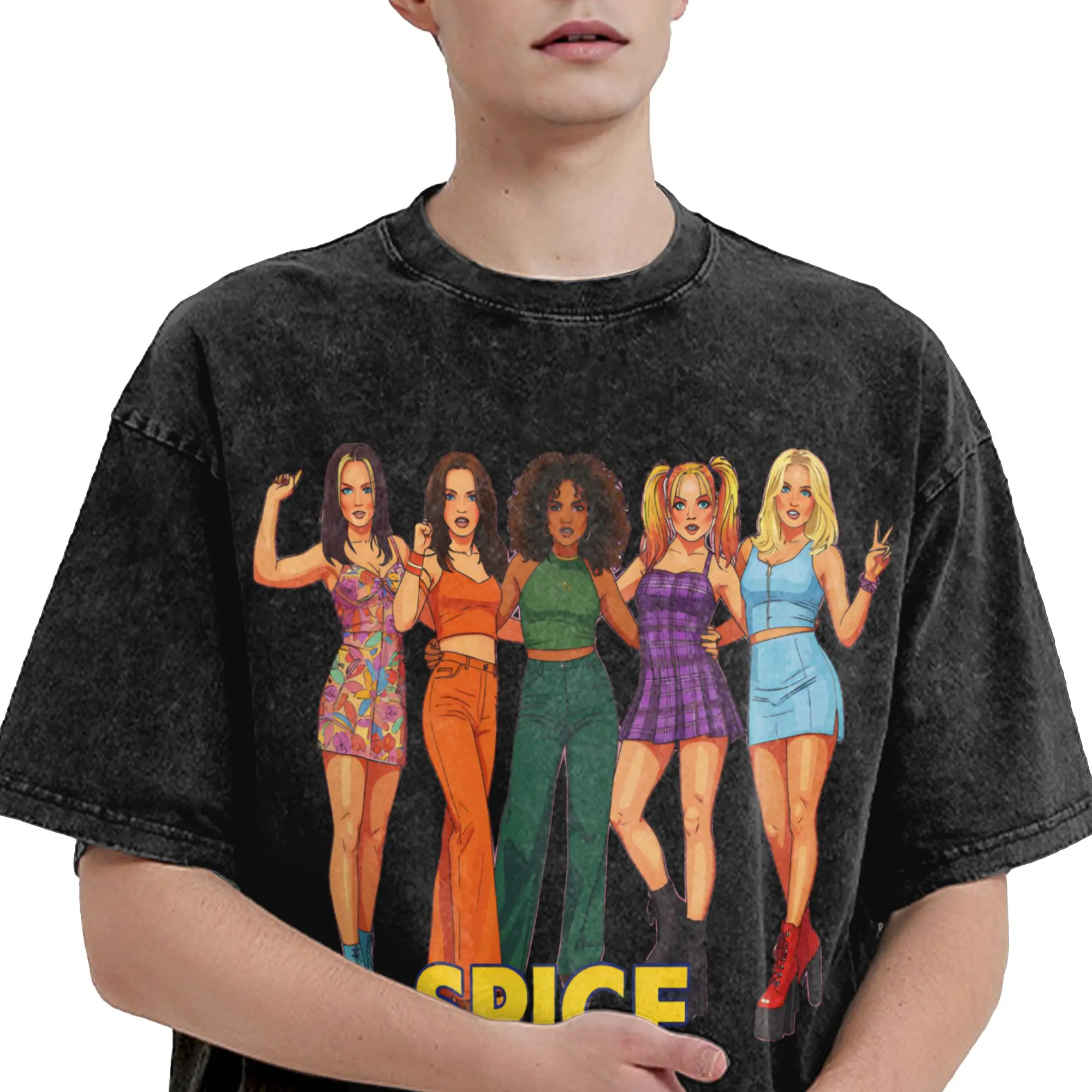 2026 Summer Spice Girls Pop Group Tour Washed Shirts Outfit Harajuku T-Shirts  for Men Women Tees