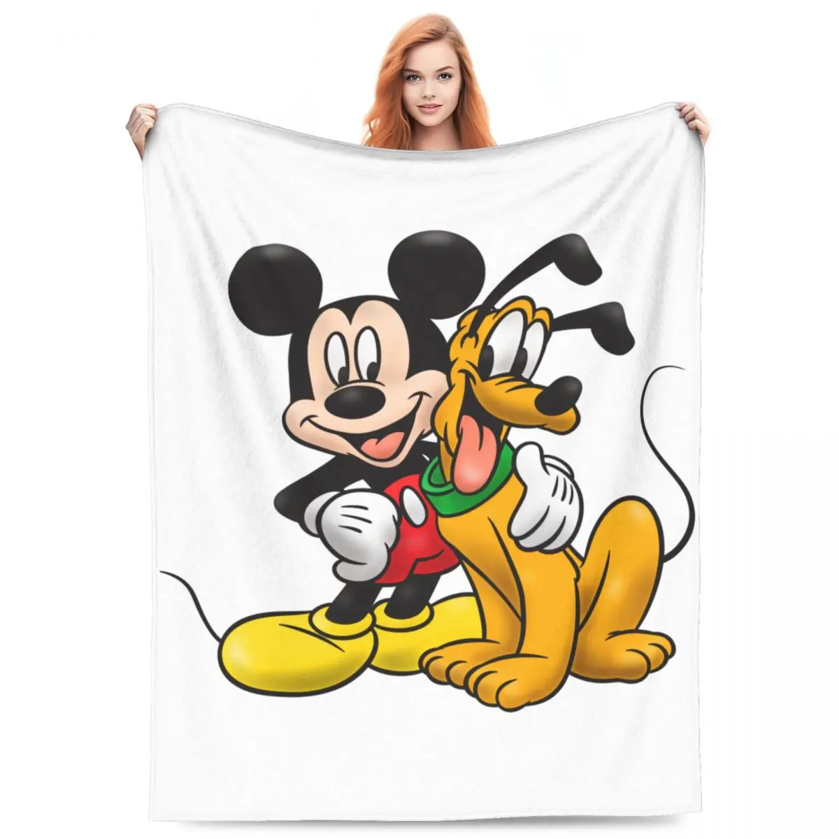 Mickey Mouse And Pluto Super Warm Blankets Travel Plush Throw Blanket Street Trend Couch Chair Flannel Bedspread Sofa Bed Cover