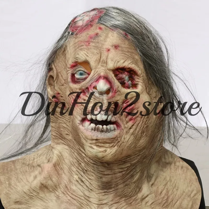 Horror Hooded Mask Halloween Zombie Scary Masquerade Party Haunted Room Zombie Trick Props