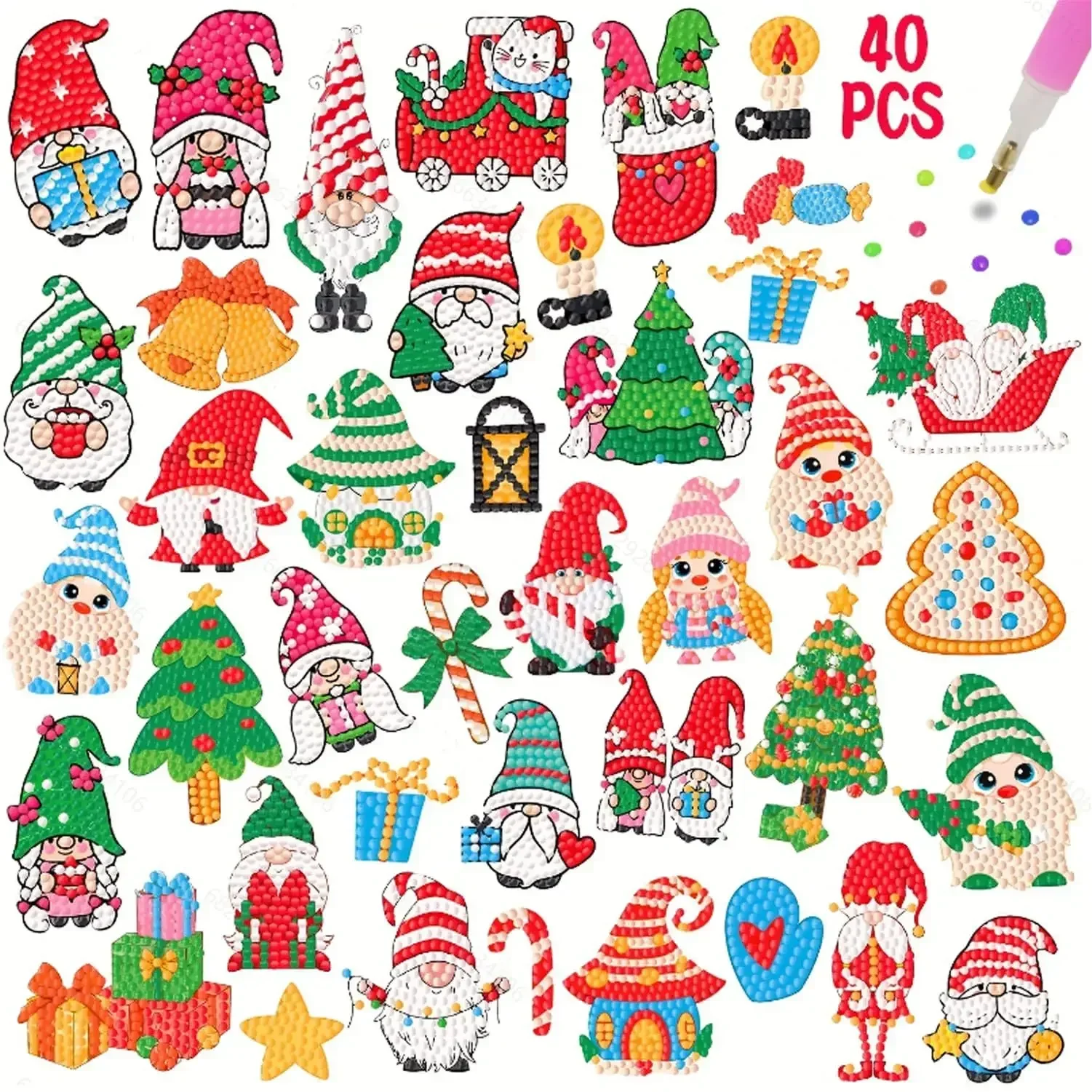 

Christmas Diamond Art Painting Stickers Kits,Diamond Art Mosaic Stickers by Numbers Crafts Set for Kids,Creative Handmade Art Cr