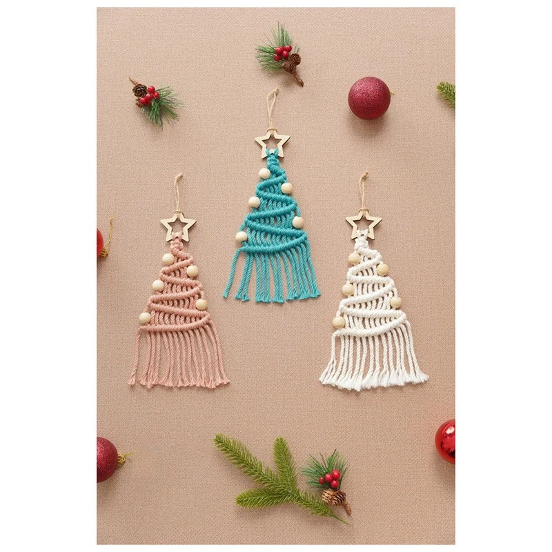 Christmas Tree Lace Knitted Decoration DIY Christmas Tree Woven Decoration Bohemian Style Woven Ornaments