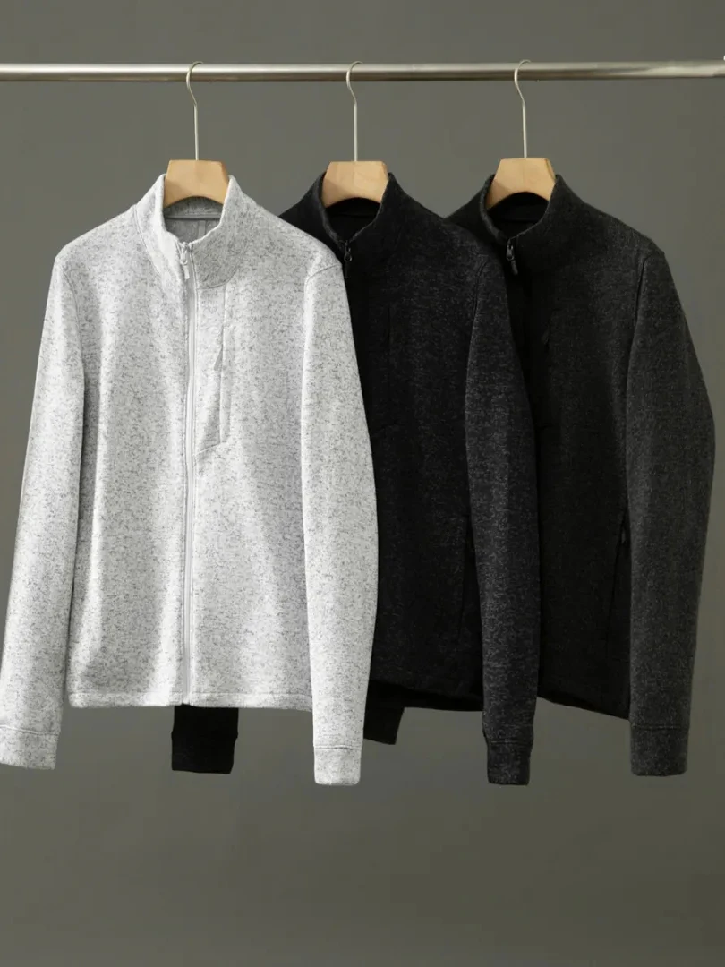 

Вязаная куртка-жакет для мужчин с воротником-стойкой, теплая верхняя одежда для активного отдыха, повседневная спортивная модель с длинными рукавами