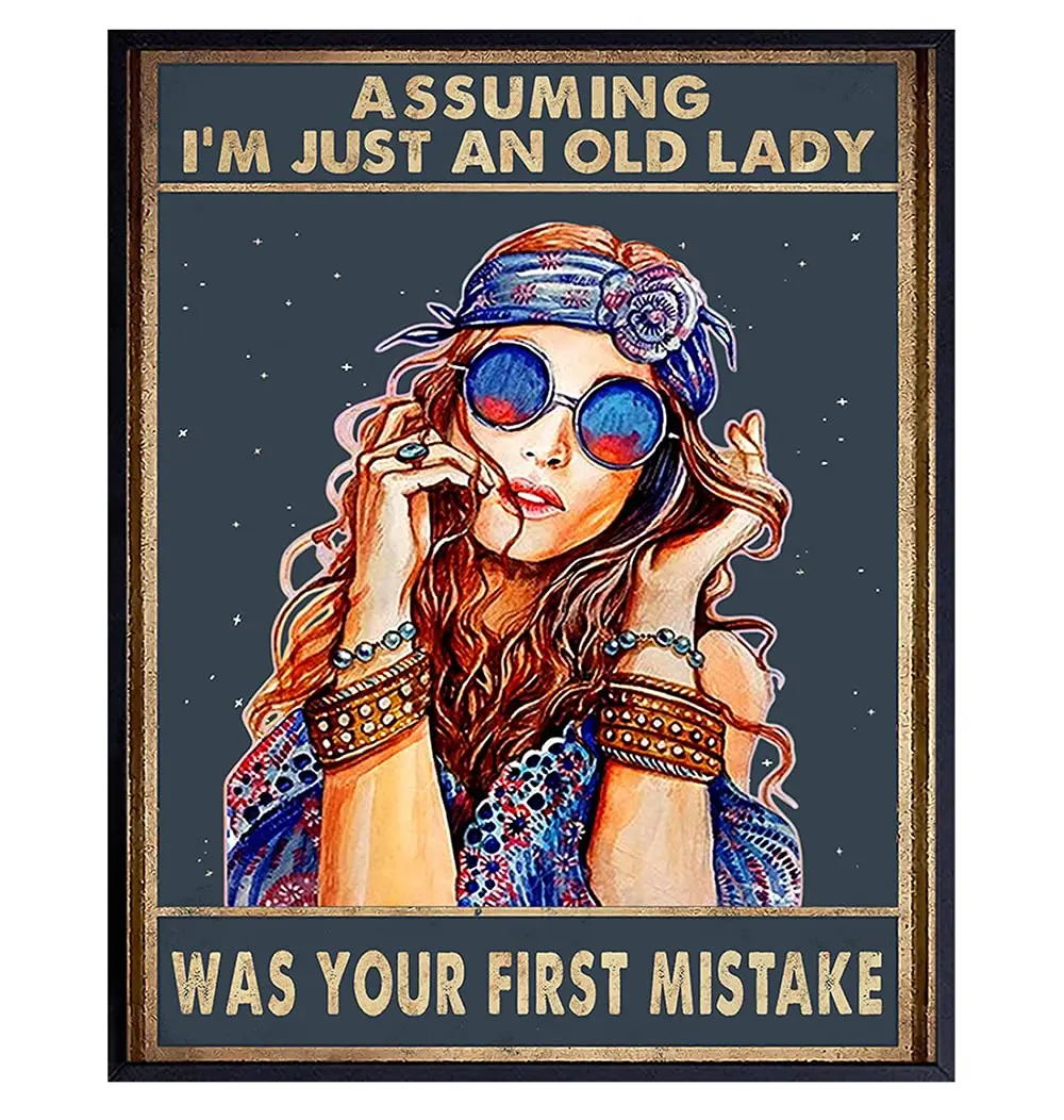 Assuming Im Just An Old Lady - Boho Hippie Room Decor - Bohemian Room Decor - Funny Birthday Decorations Wall Art Poster - Gift 