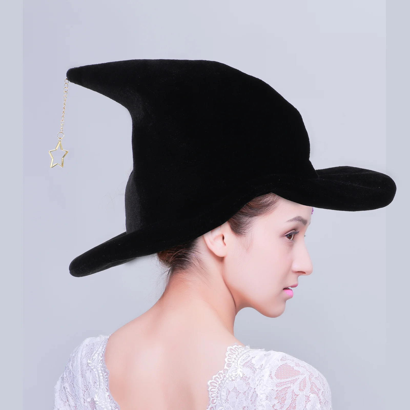 Halloween Witch Star Wizard Hat Cosplay Costume Accessory For Women Men Adult Party Stage Performance Prop Cosplay Wizard Cap