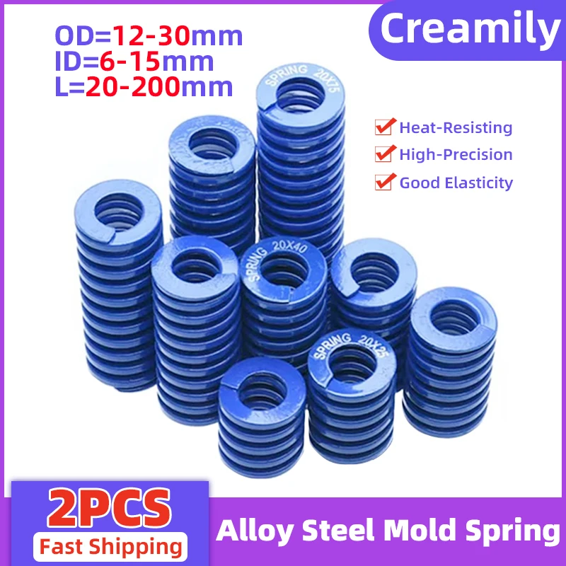 

Creamily 2Pcs/Lot Blue Light Load Mold Springs Compression Spring Spiral Stamping Mould Springs OD12-30mm ID6-15mm L20-200mm