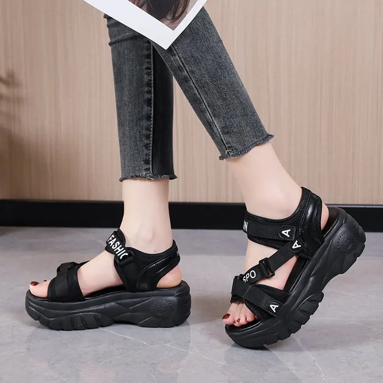 Luxury sexy Open-toed Women Sport Sandals Wedge Hollow Out Ladies Sandals Outdoor Cool Platform Shoes Student Beach Summer Shoes