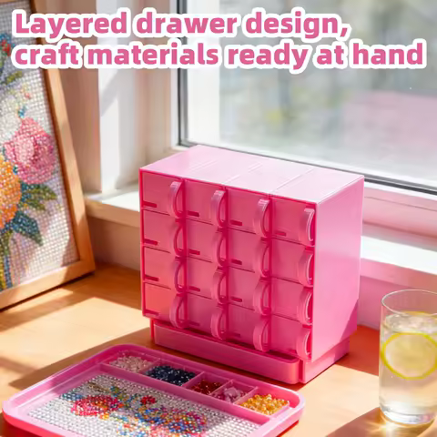 16 Grid Diamond Painting Art Bead Box With Snap-On Lid, Portable Bead Organizer Container Plastic Storage Box, Diamond Art Tool