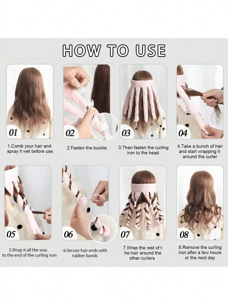 

No-Heat Foam Curling Headband For Long Medium Hair Overnight Wavy Styling