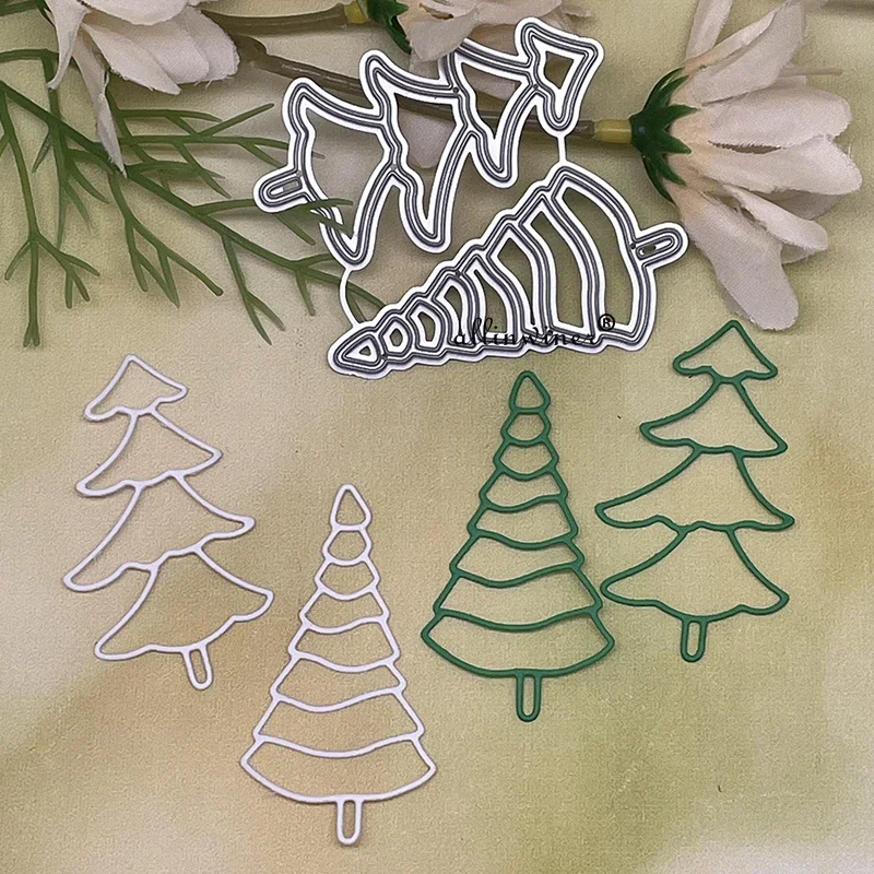 جديد 2 قطعة شجرة عيد الميلاد DIY بها بنفسك الحرفية المعادن قطع يموت سجل القصاصات تنقش ورقة بطاقة ألبوم الحرفية قالب Stencil يموت #1