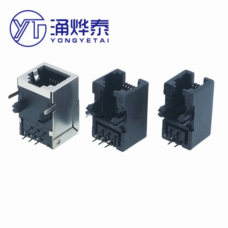 YYT 10PCS RJ11 RJ12 Curved Pin Telephone Socket Set 4P4C 6P6C 6P4C 8P8C with Shielding 90 Degree for Telecommunications