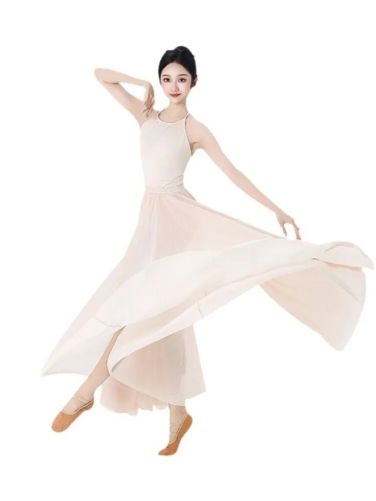 Backless Spaghetti Strap Ballet Crop Top and Tulle High Waist Skirt Set – Elegant Stage Costume for Women Dance Performance