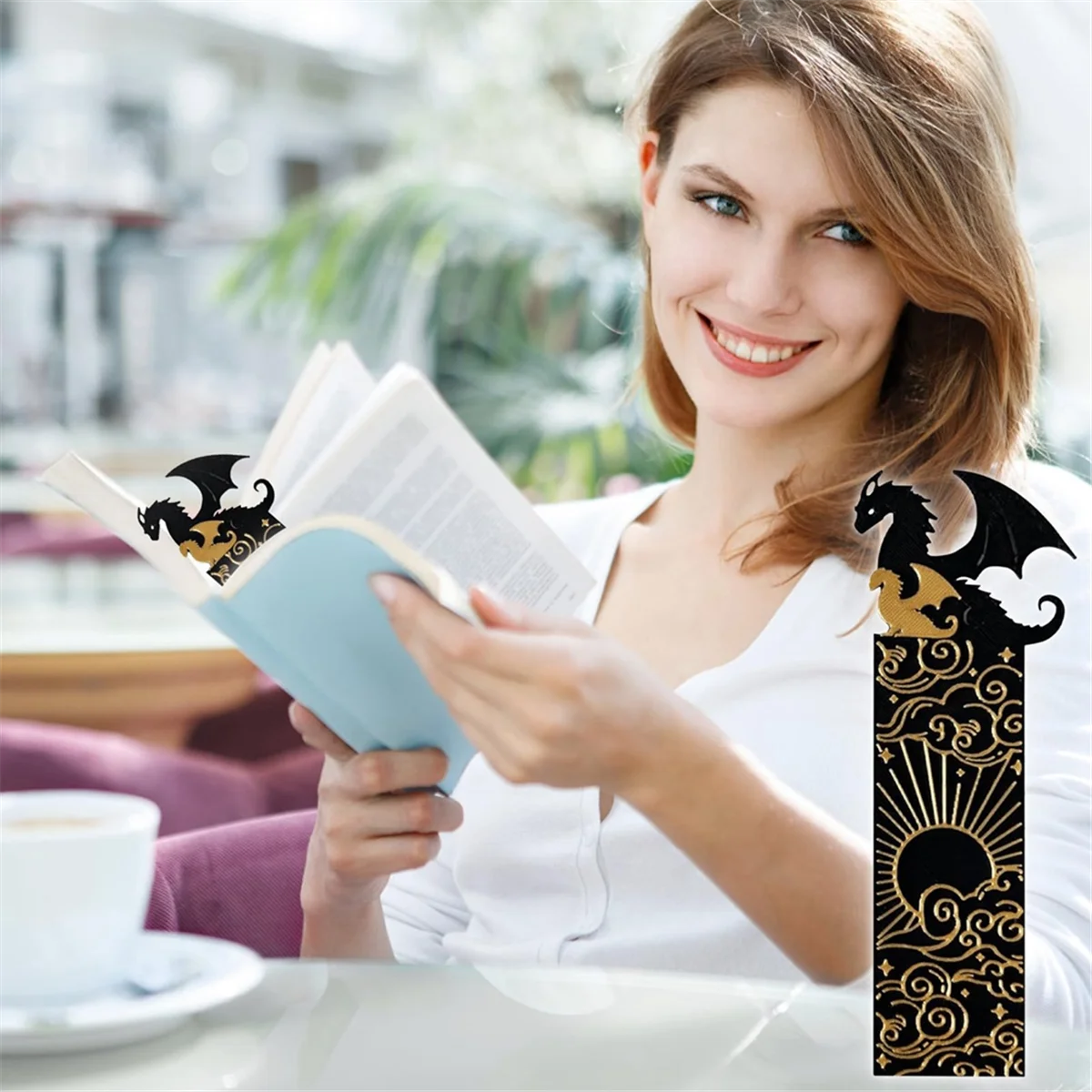 Dragon Bookmarks for Men, Book Accessories for Reading Lovers, Book Marks for Reading Black and Gold Dragons