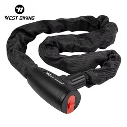 WEST BIKING Bicycle Anti Theft Chain Lock Hard Steel Alloy Durable Bold Lock For MTB Bike Motorcycle Scooter Cycling Accessories