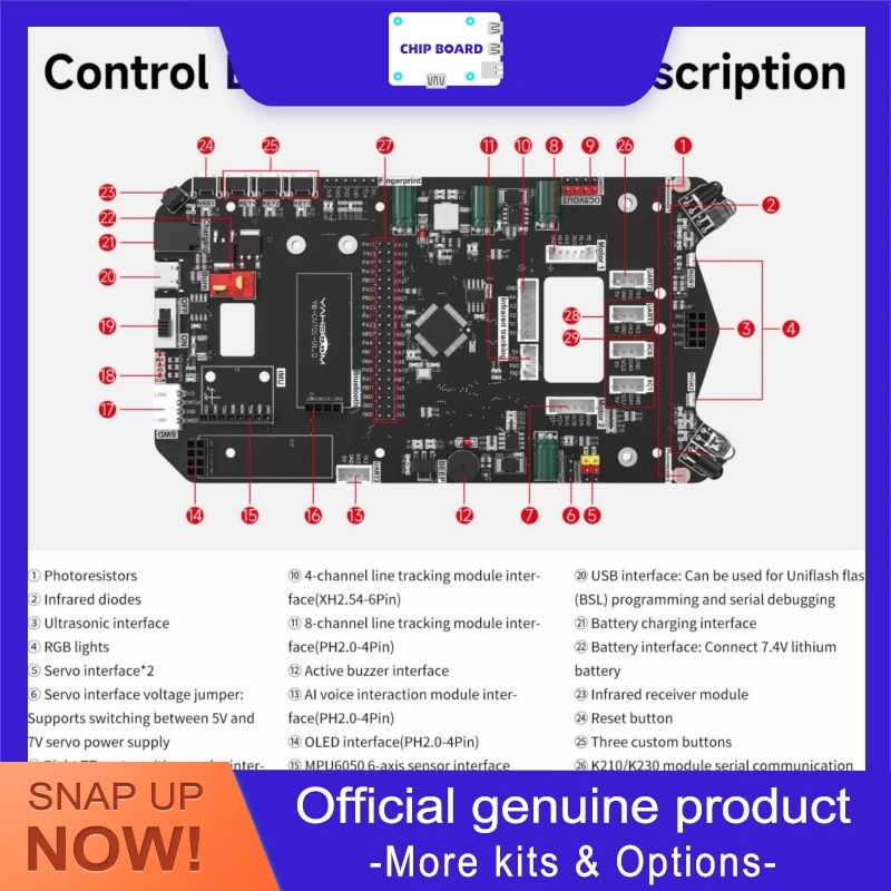 Yahboom MSPM0 programmable smart robot car with voice interaction, tracking mode and expandable sensor interfaces