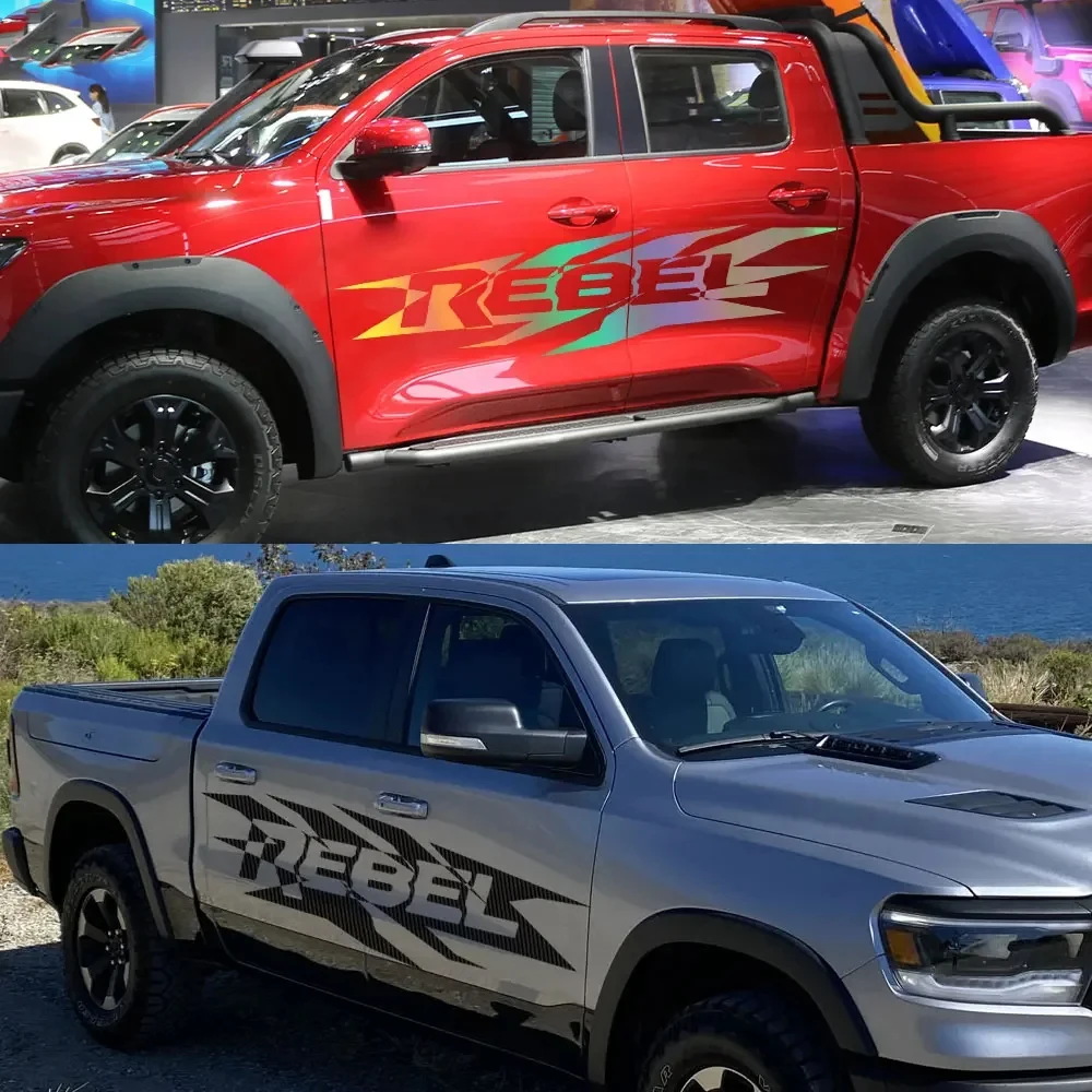 لباب السيارة الصغيرة لدودج رام ، ملصقات ، من من فضلك ، رسومات شاحنة متمردة ، شارات ديكور ، غطاء فينيل ، إكسسوارات سيارات