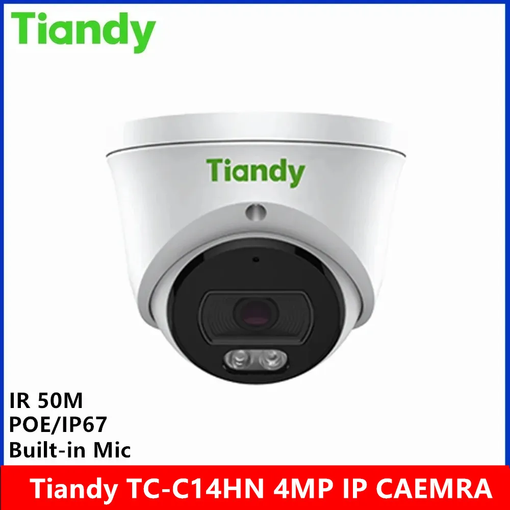 Original Tiandy brand TC-C14HN 4MP built-in MIC IP67 POE starlight IR 50meter dome ip Camera