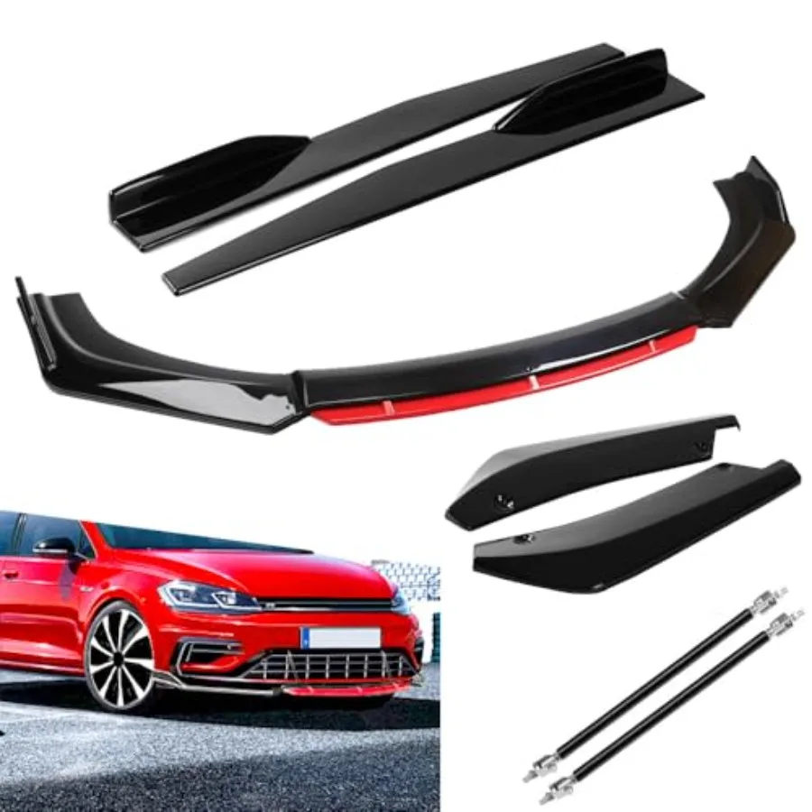 أسود أحمر عالمي 6370 المصد الأمامي الشفاه الفاصل الذقن المفسد طقم الجسم مع 29 الجانب تنورة تمديد لوحة الروك ومضخة خلفية #1