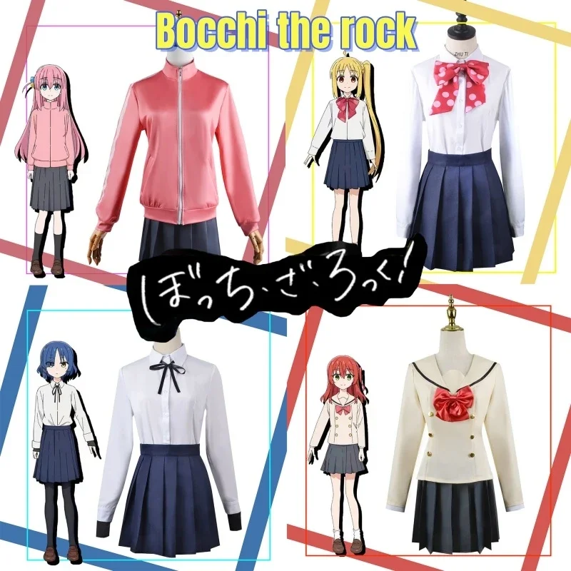 Japanese Anime Bocchi the Rock Cosplay Costume Clothes Wig Goto Horti Yamada Ryo Ijichi Nijika Kita Ikuyo School Uniform Woman