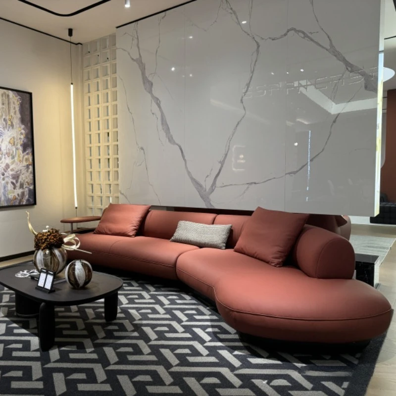 Special-shaped leather first-layer cowhide sofa sofa combination