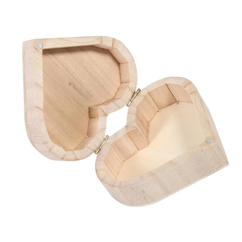 

Casual Travel Jewelry Box Gift Organizer Necklaces Storage Case Premium Material Heart-shaped Wooden Ring