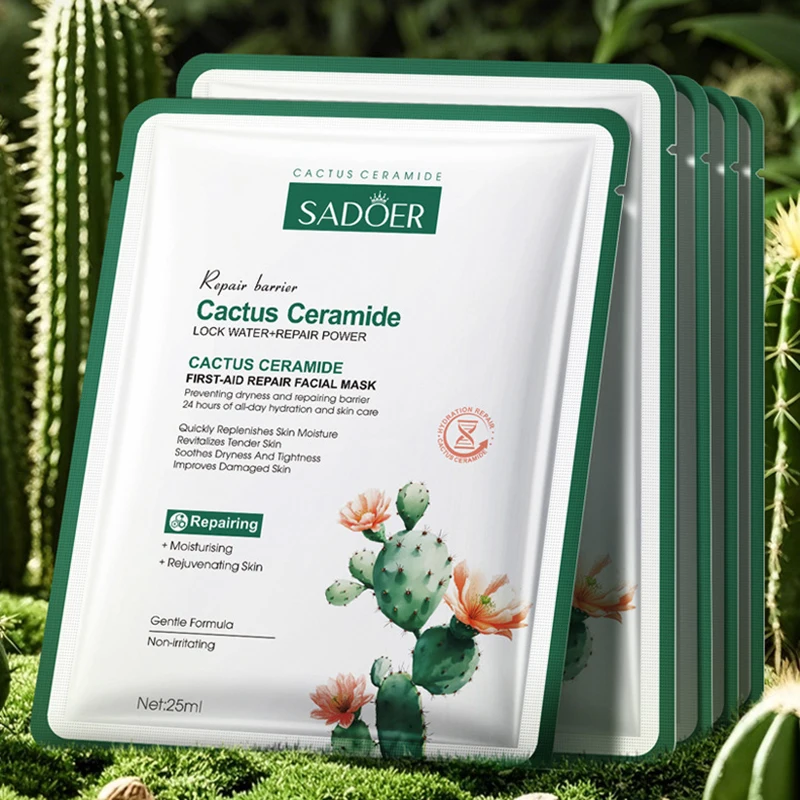 

SADOER кактусовые керамидные маски для лица, увлажняющие, антивозрастные, отбеливающие, против морщин, маска для лица, листовые маски, уход за кожей лица