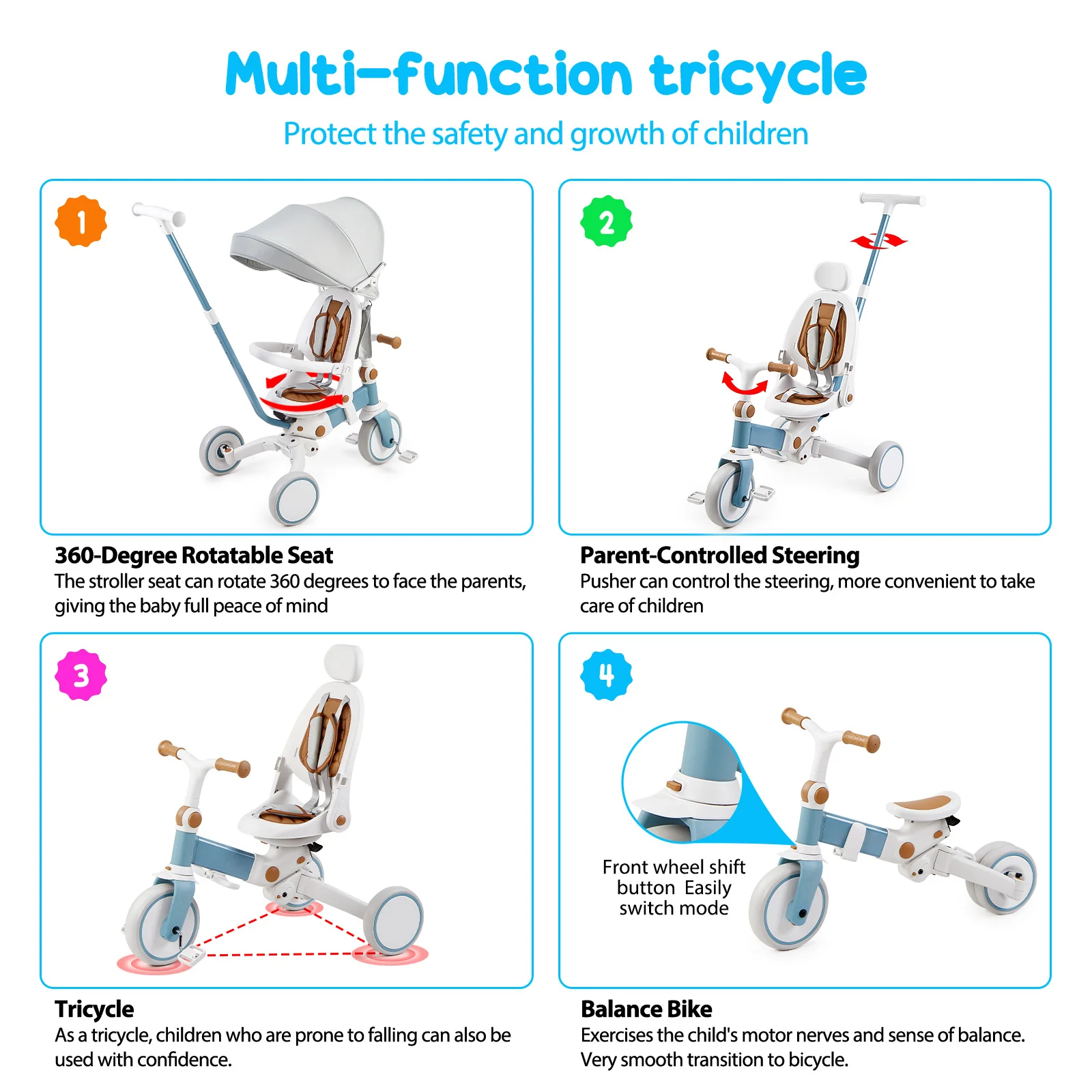 Triciclo multifunción para niños T11B