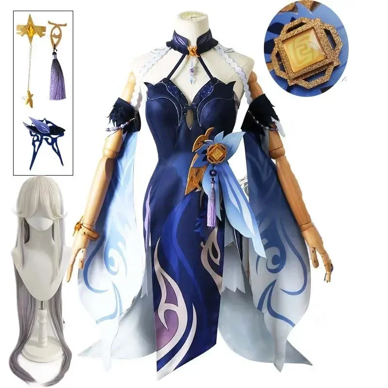 

Anime Ningguang Latern Rite Cosplay Costume New Skin Ning Guang New Outfit Include Dress Wig for Cosplay Comic Con