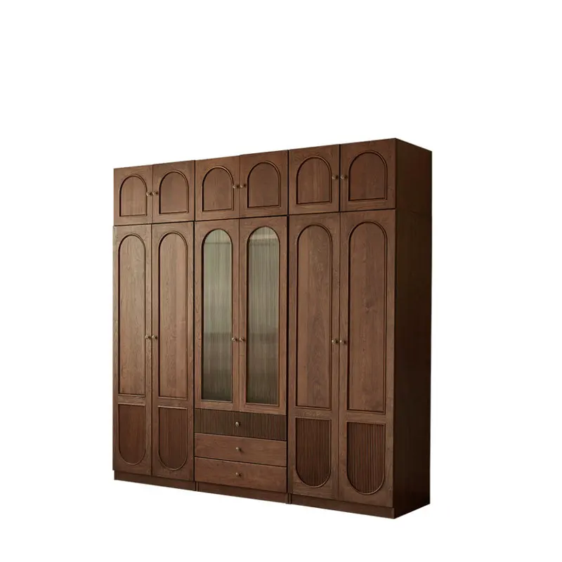 

North American black walnut retro solid wood combination wardrobe bedroom home storage wardrobe locker