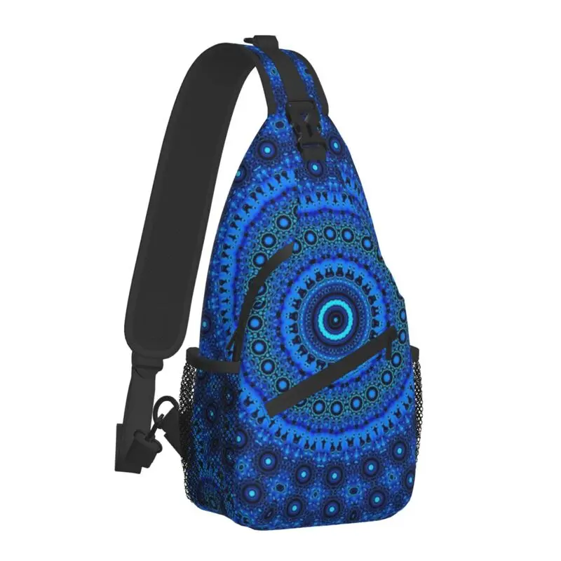 Casual Delft Mandala Sling Crossbody Rugzak Mannen Boeddha Boeddhisme Bloem Bloemenpatroon Schouder Borst Tassen Voor Kamperen Biking